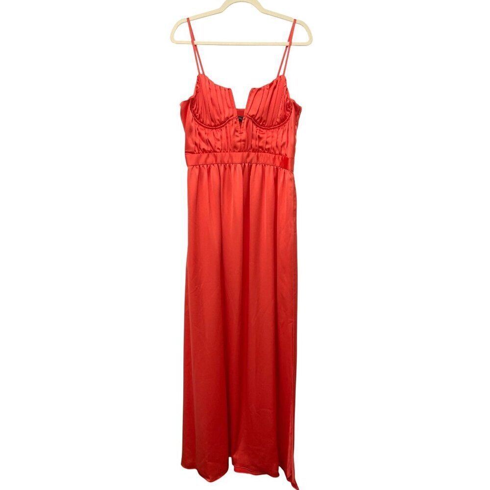 Ramy Brook Becky Gown Guava Red Pleated Bust Maxi Dress Size 12 MSRP $645